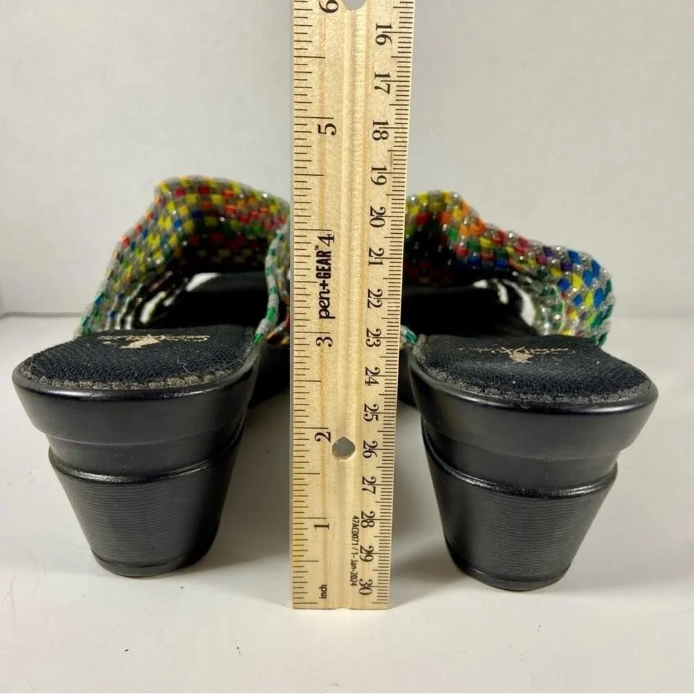 Corkys Rainbow Woven Wedge Sandals Silver Sparkle Slides Size 9